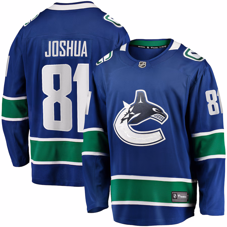 Men's Vancouver Canucks Dakota Joshua Fanatics Blue Home Premier Breakaway Player Jersey