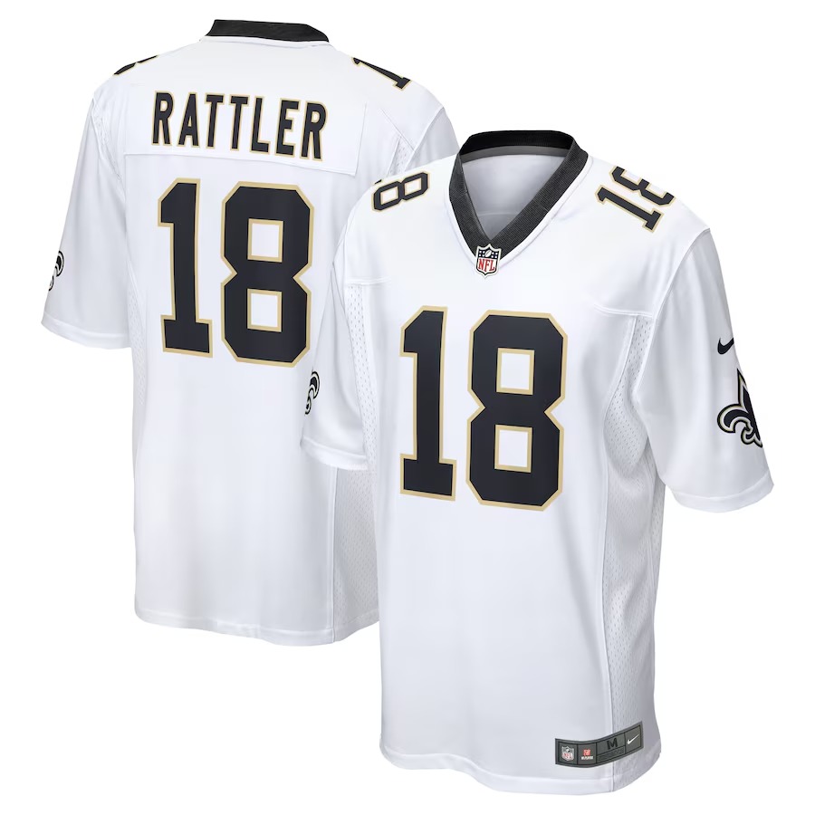 Men's New Orleans Saints Spencer Rattler Nike White Game Player Jersey