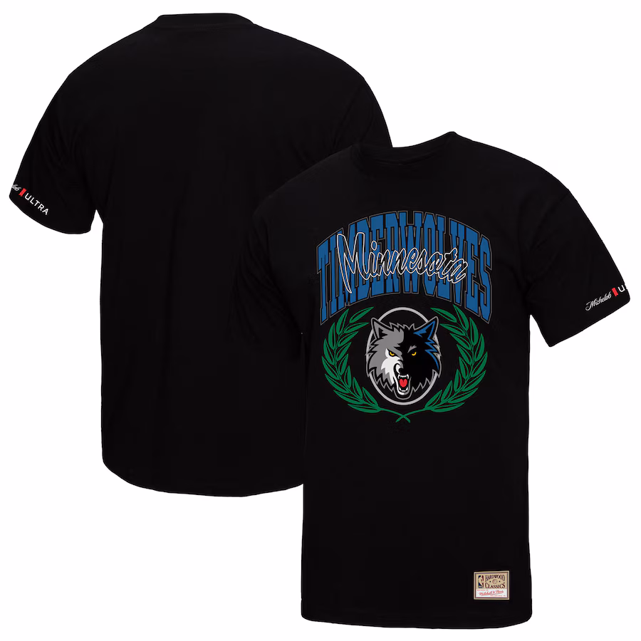 Men's Minnesota Timberwolves Mitchell & Ness Black NBA x Michelob Ultra Rewind II T-Shirt