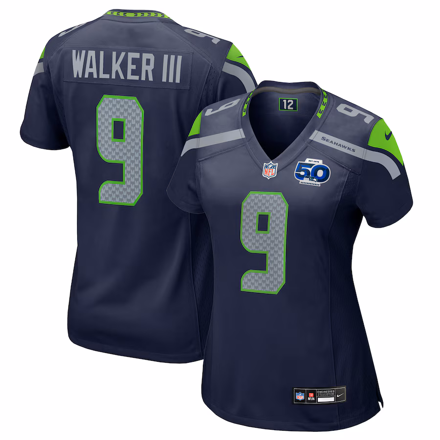 Women's Seattle Seahawks Kenneth Walker III Nike College Navy 50th Season Game Jersey