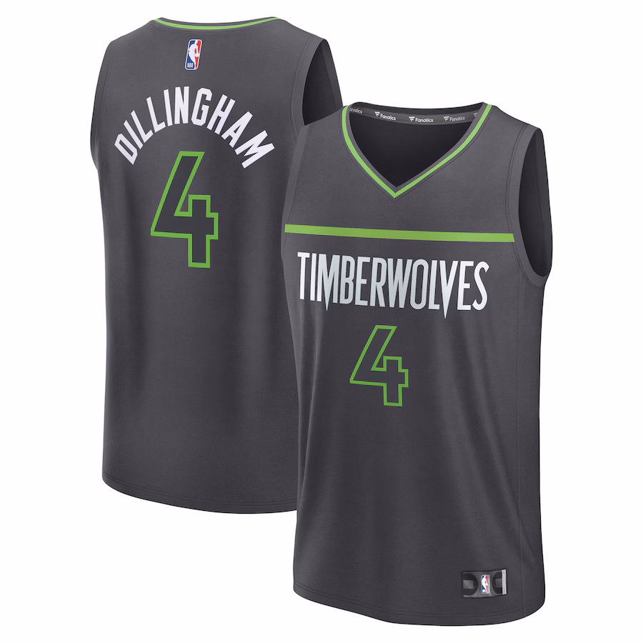 Men's Minnesota Timberwolves Rob Dillingham Fanatics Charcoal Fast Break Replica Player Jersey - Statement Edition