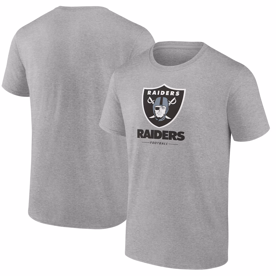 Men's Las Vegas Raiders  Heather Gray Team Lockup T-Shirt