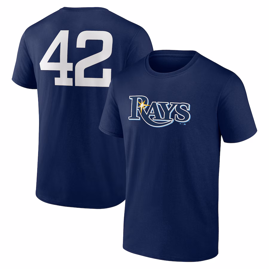 Men's Tampa Bay Rays Navy Jackie Robinson Day Name & Number T-Shirt
