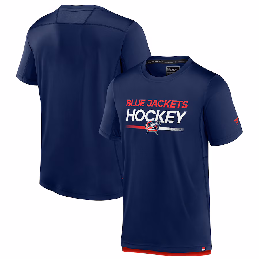 Men's Columbus Blue Jackets Fanatics Navy Authentic Pro Tech T-Shirt