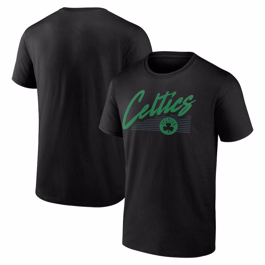 Men's Boston Celtics Black Color Block Slant T-Shirt