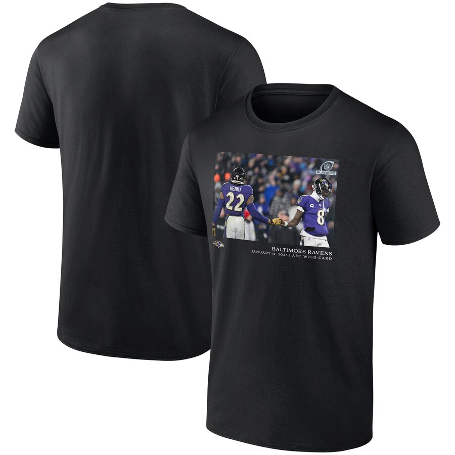 Men's Baltimore Ravens Derrick Henry Black  NFL Flash Features Wild Card T-Shirt