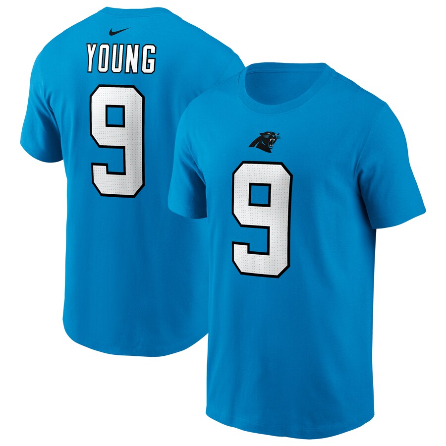 Men's Carolina Panthers Bryce Young Nike Blue  Player Name & Number T-Shirt