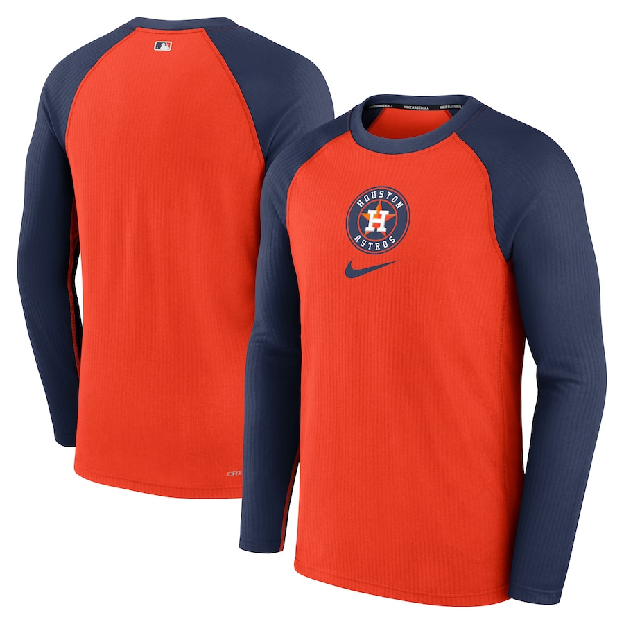 Men's Houston Astros Nike Orange Authentic Collection Game Raglan Performance Long Sleeve T-Shirt