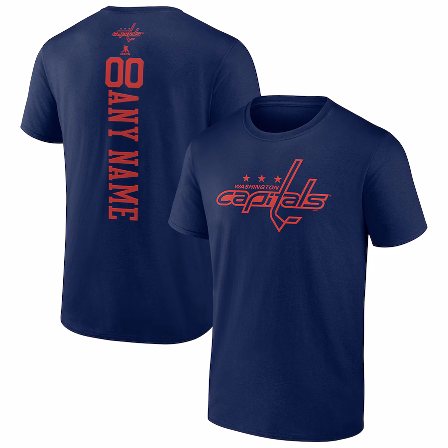 Men's Washington Capitals Navy Personalized One Color T-Shirt