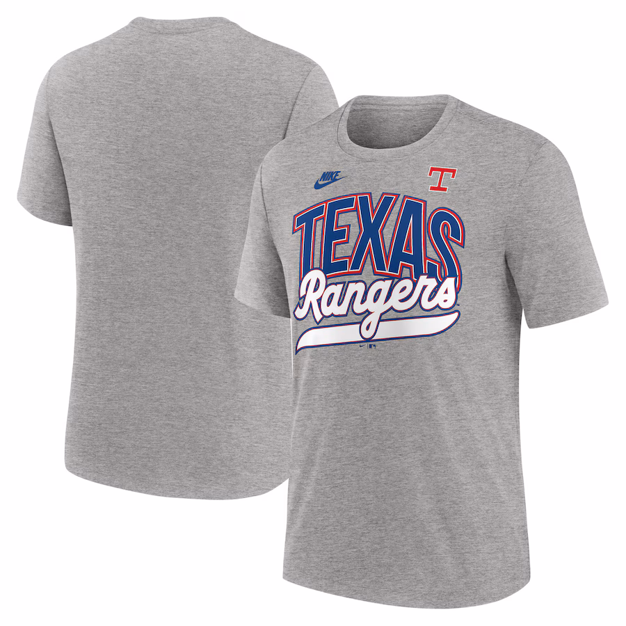 Men's Texas Rangers Nike Heather Gray Cooperstown Collection Retro Tri-Blend T-Shirt