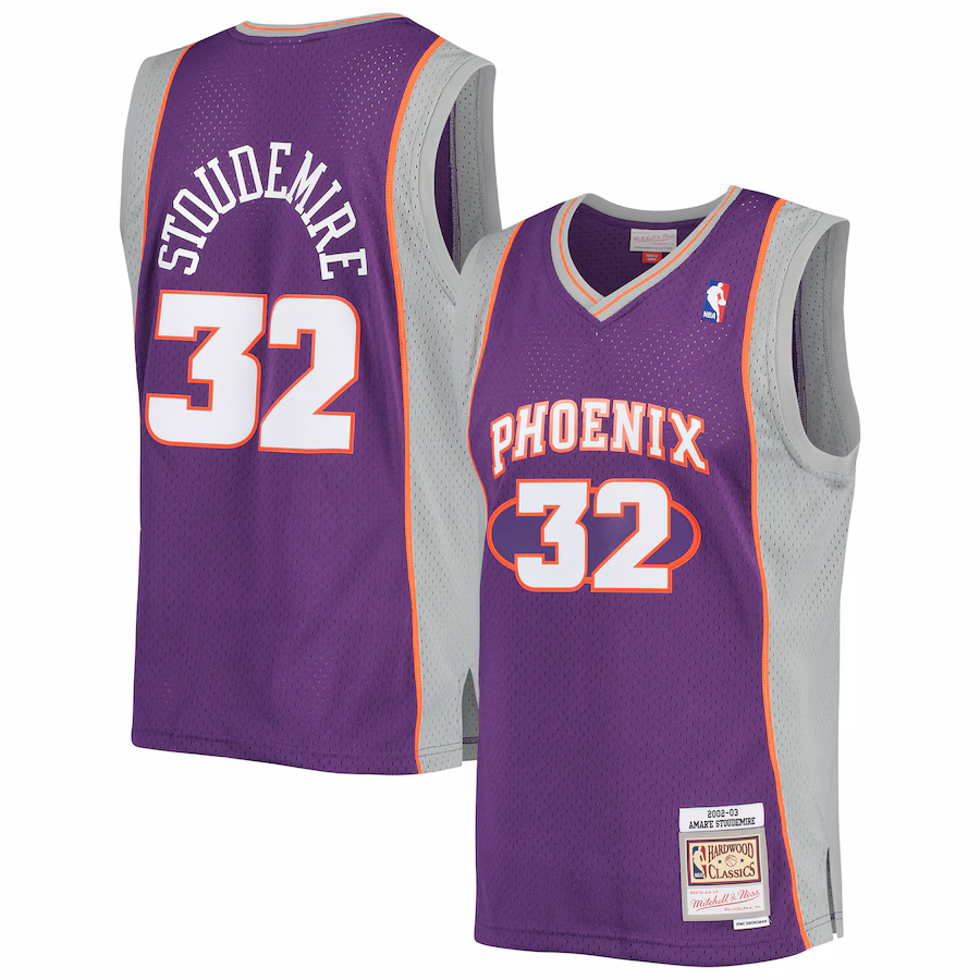 Men's Phoenix Suns Amar'e Stoudemire Mitchell & Ness Purple 2001/02 Hardwood Classics Swingman Jersey