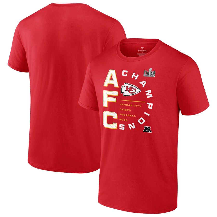 Men's Kansas City Chiefs Fanatics Red 2023 AFC Champions Right Side Draw T-Shirt