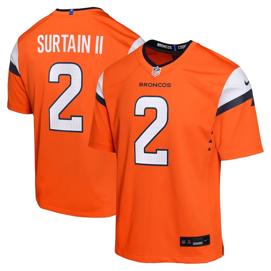 Youth Denver Broncos Patrick Surtain II Nike Orange Game Jersey