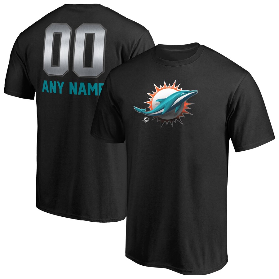 Men's Miami Dolphins Black Personalized Midnight Mascot T-Shirt