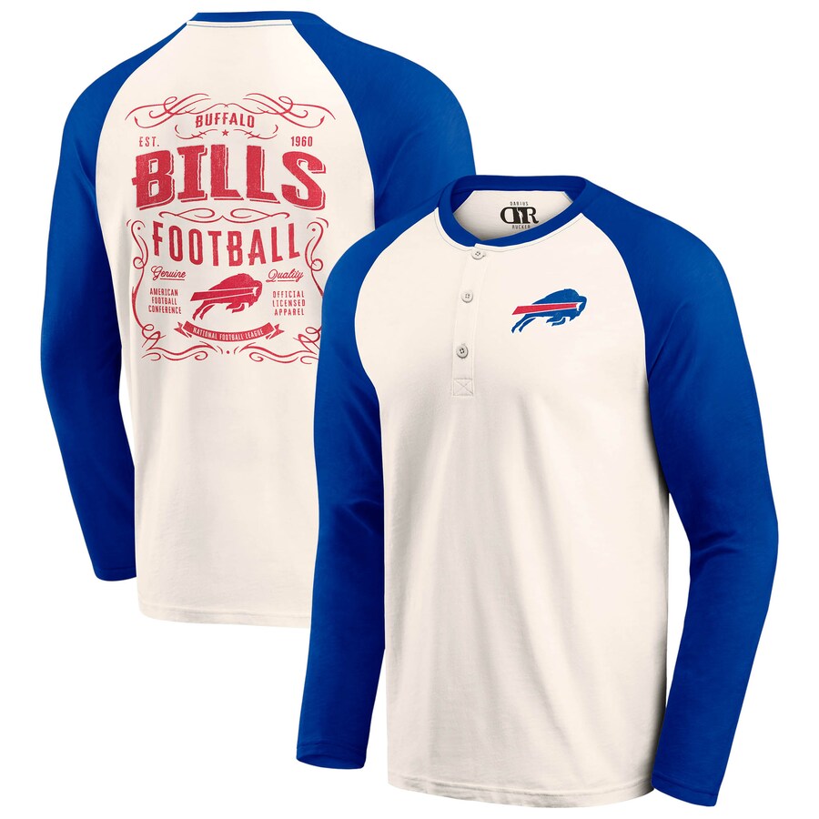 Men's Buffalo Bills Darius Rucker Collection by Fanatics Cream/Royal Raglan Henley T-Shirt
