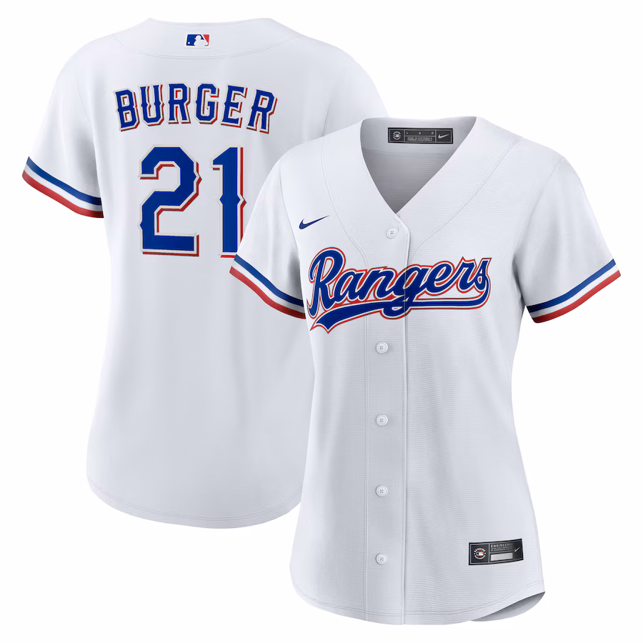 Women's Texas Rangers Jake Burger Nike White Home Replica Jersey