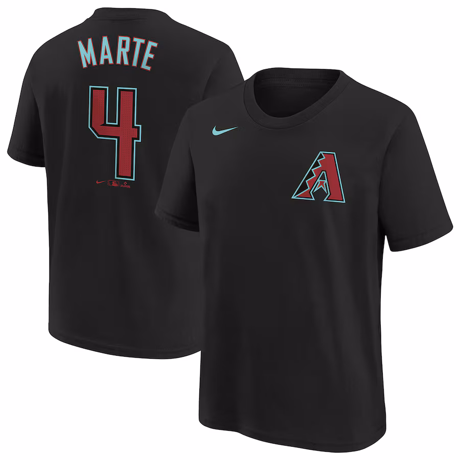 Youth Arizona Diamondbacks Ketel Marte Nike Black 2024 Fuse Name & Number T-Shirt
