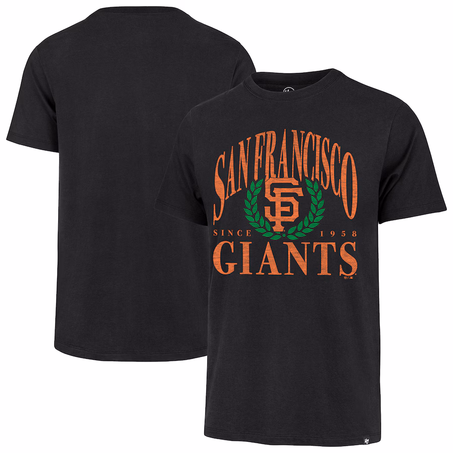 Men's San Francisco Giants '47 Black Pitchout Franklin T-Shirt
