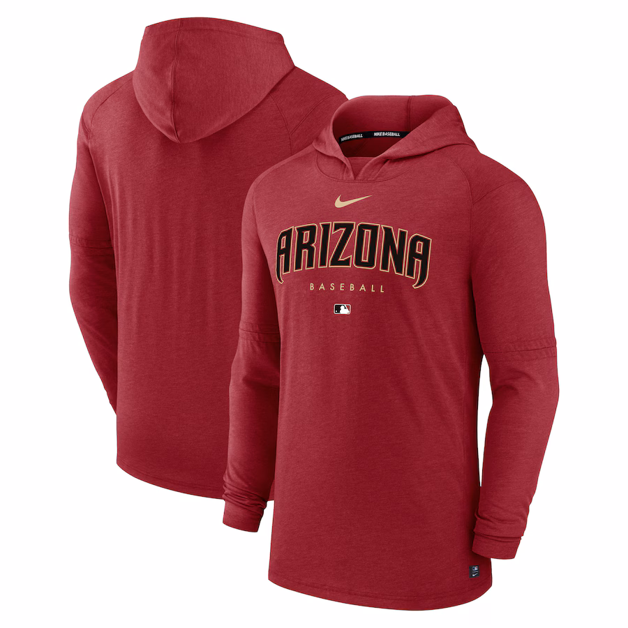 Men's Arizona Diamondbacks Nike Heather Red Authentic Collection Early Work Tri-Blend Performance Pullover Hoodie