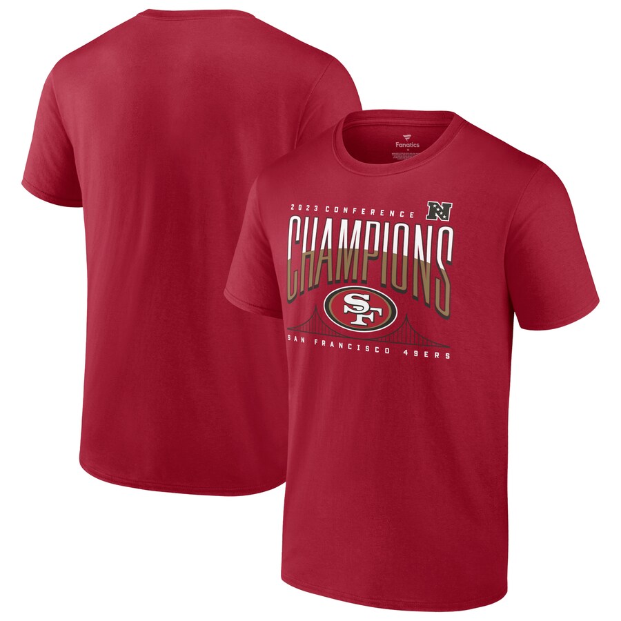 Men's San Francisco 49ers Fanatics Scarlet 2023 NFC Champions Hometown Not Done T-Shirt