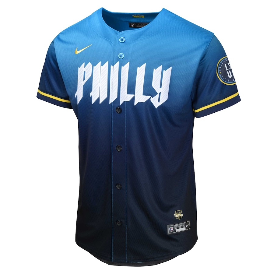 Youth Philadelphia Phillies Bryce Harper Nike Blue 2024 City Connect Limited Player Jersey