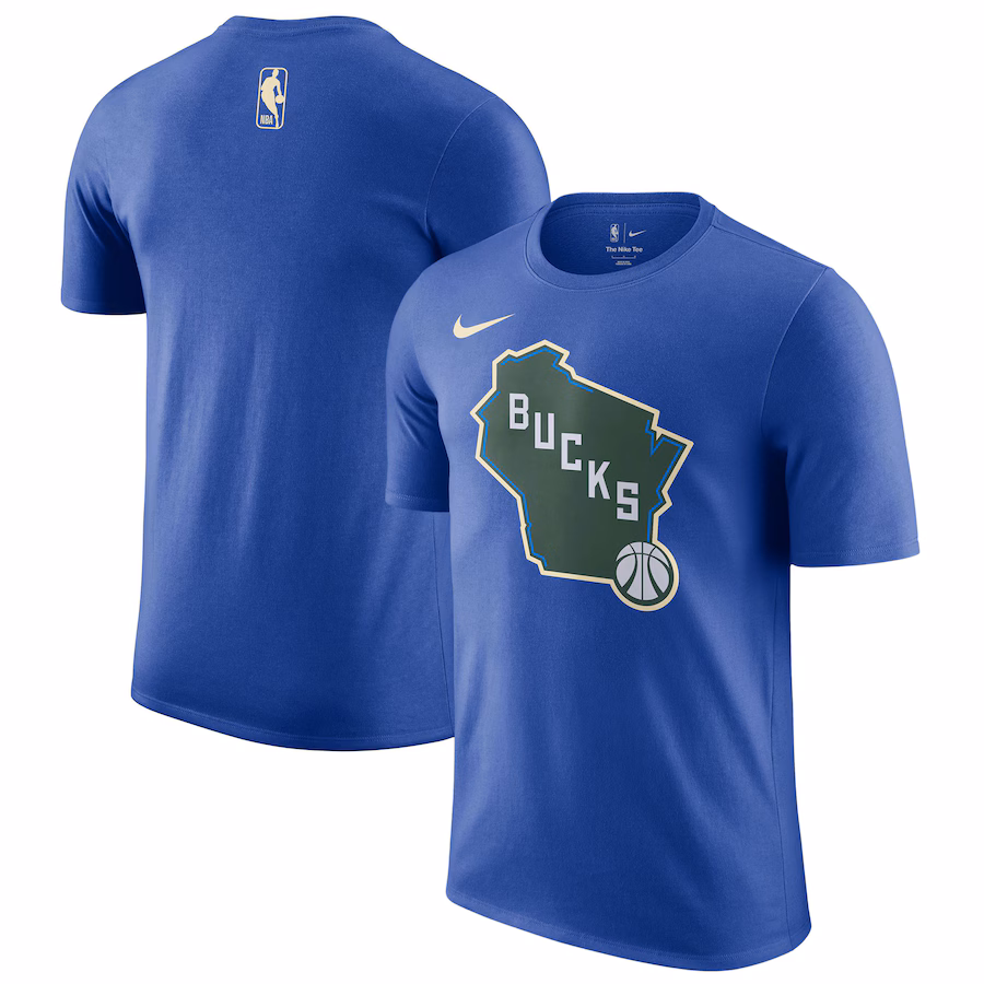 Men's Milwaukee Bucks Nike Royal 2024/25 City Edition Essential Logo T-Shirt