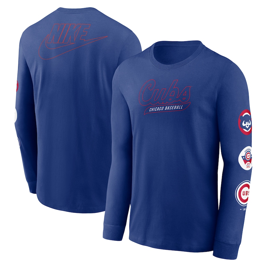 Men's Chicago Cubs Nike Royal Cooperstown Collection Knockout Long Sleeve T-Shirt