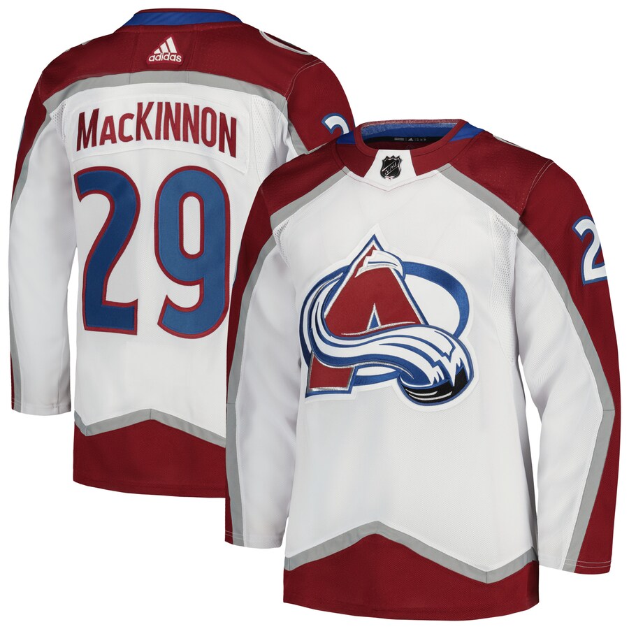 Men's Colorado Avalanche Nathan MacKinnon adidas White Away Primegreen Authentic Pro Player Jersey