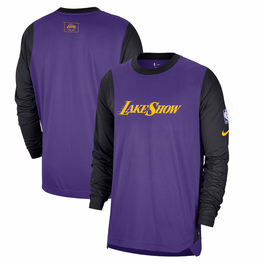 Men's Los Angeles Lakers Nike Purple 2024/25 City Edition Authentic Pregame Performance Long Sleeve Shooting T-Shirt