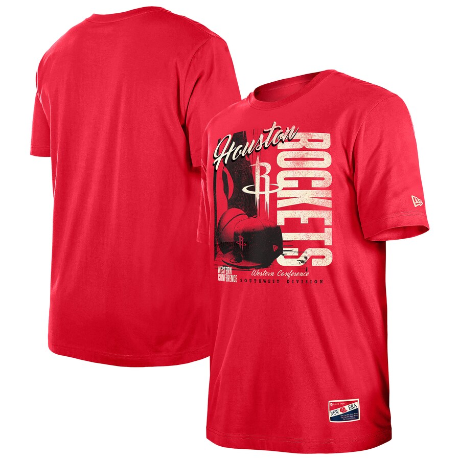 Men's Houston Rockets  New Era Red Distressed Throwback Vintage Color Pack T-Shirt
