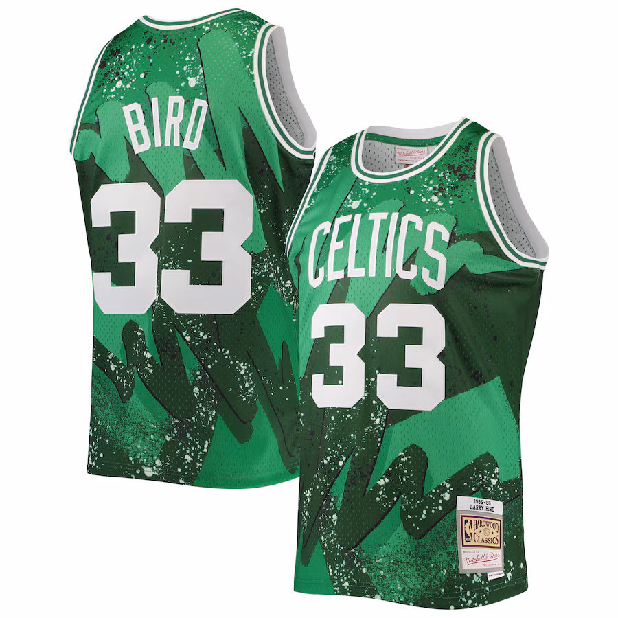 Men's Boston Celtics Larry Bird Mitchell & Ness Kelly Green Hardwood Classics 1985/86 Hyper Hoops Swingman Jersey