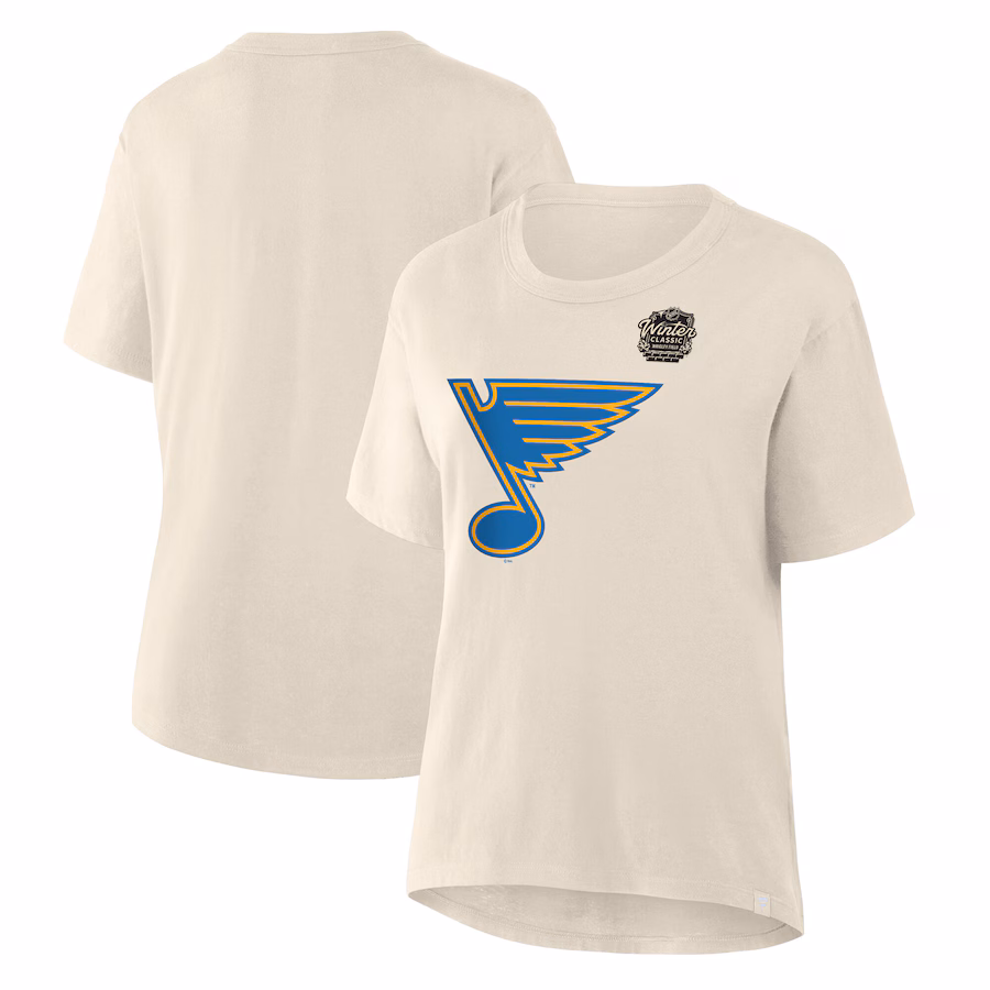 Women's St. Louis Blues Fanatics Cream 2025 Winter Classic Primary Logo T-Shirt