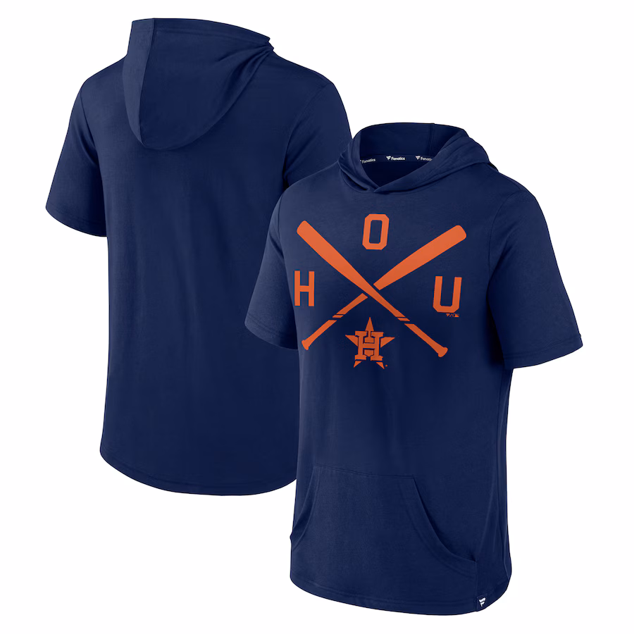 Men's Houston Astros Fanatics Navy Iconic Rebel Short Sleeve Hooded Top