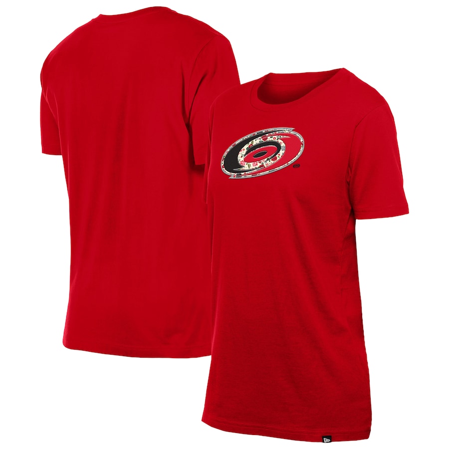 Women's Carolina Hurricanes New Era Red Glam Game Floral T-Shirt