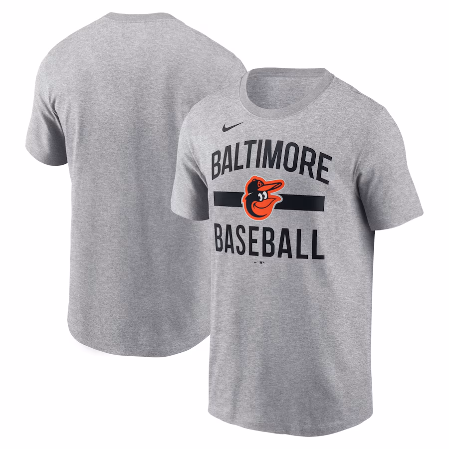 Men's Baltimore Orioles Nike Heather Gray Arched T-Shirt