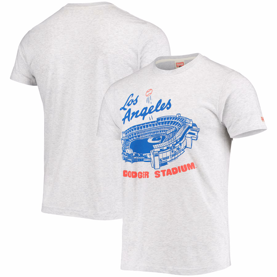 Men's Los Angeles Dodgers Homage Gray Dodger Stadium Tri-Blend T-Shirt