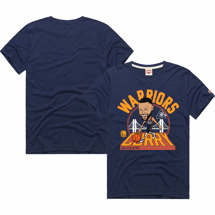 Unisex Golden State Warriors Stephen Curry Homage Navy 2024/25 City Edition Caricature Tri-Blend T-Shirt