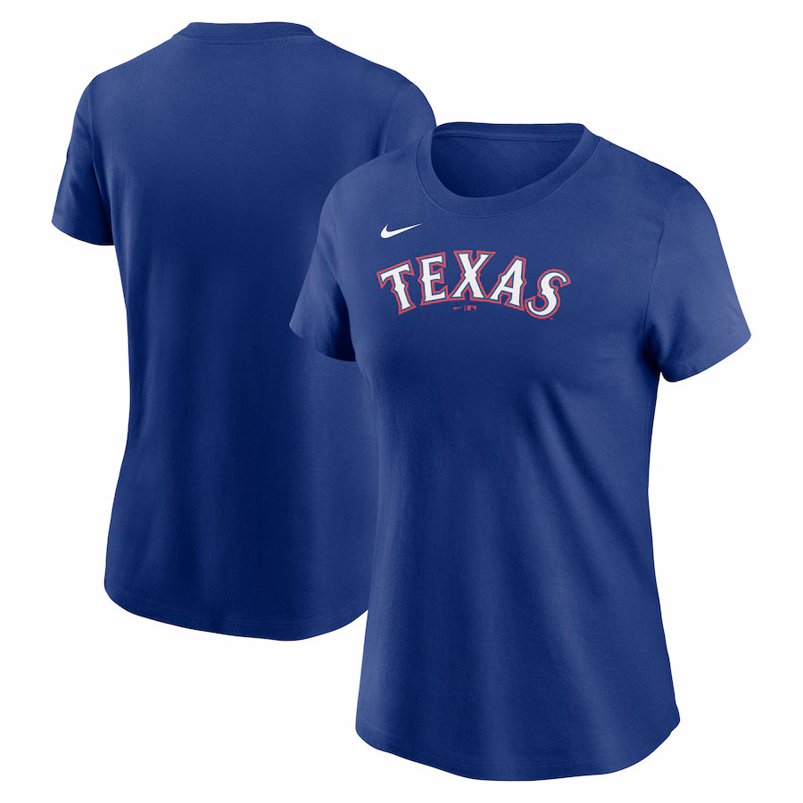 Women's Texas Rangers Nike Royal Fuse Wordmark T-Shirt