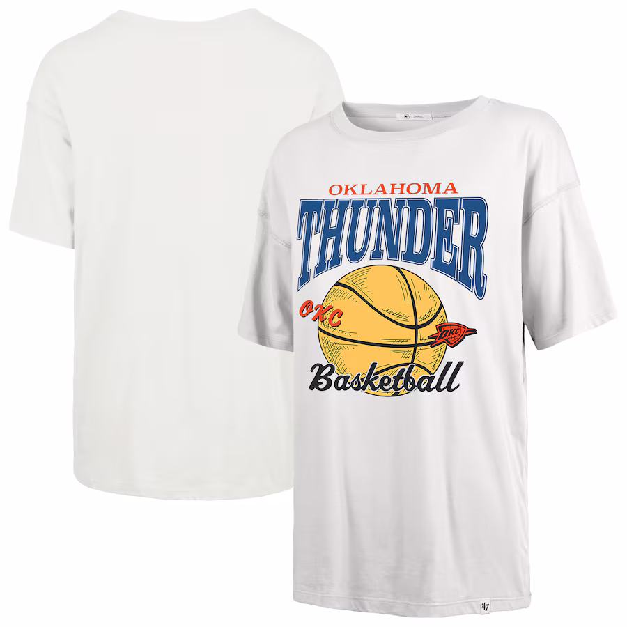 Women's Oklahoma City Thunder  '47 White City Edition Down Court Sadie T-Shirt