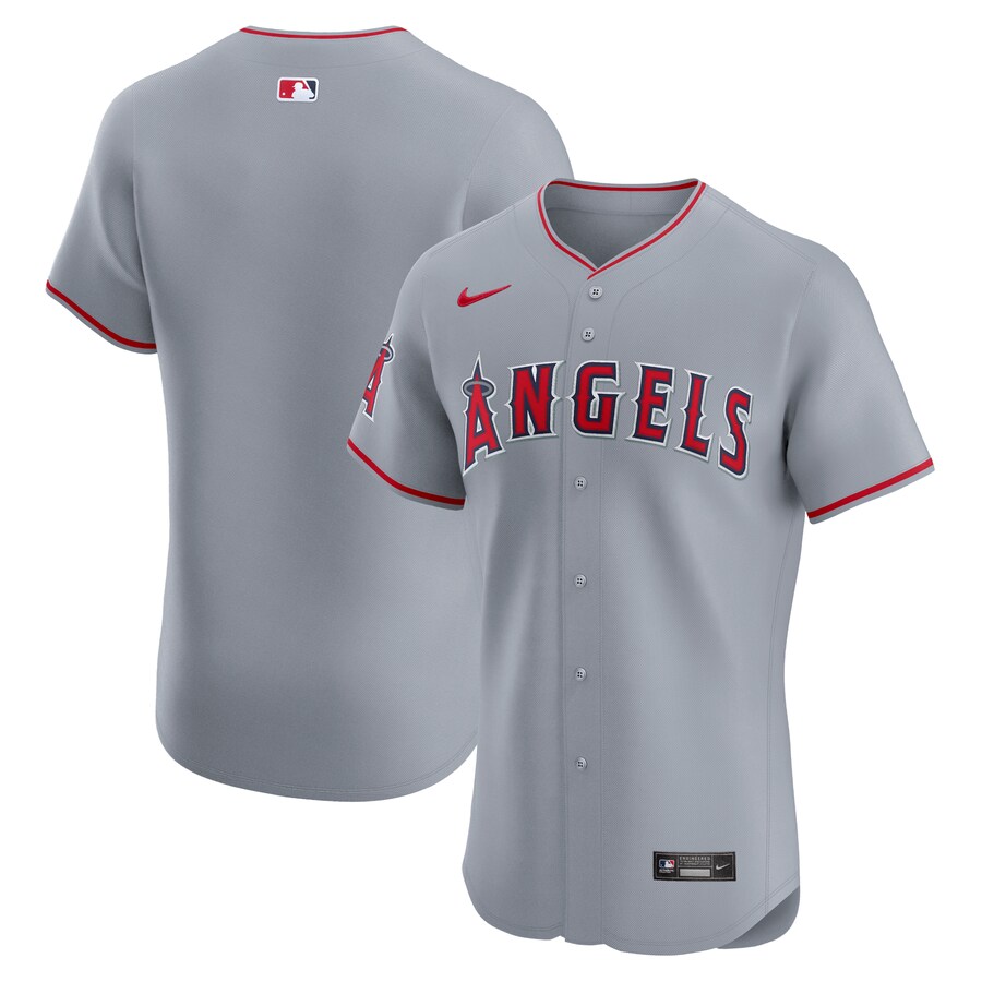 Men's Los Angeles Angels  Nike Gray Road Vapor Premier Elite Patch Jersey