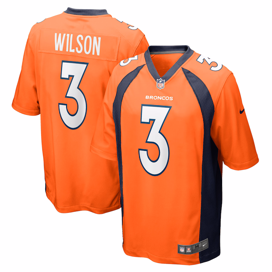 Men's Denver Broncos Russell Wilson Nike Orange Game Jersey
