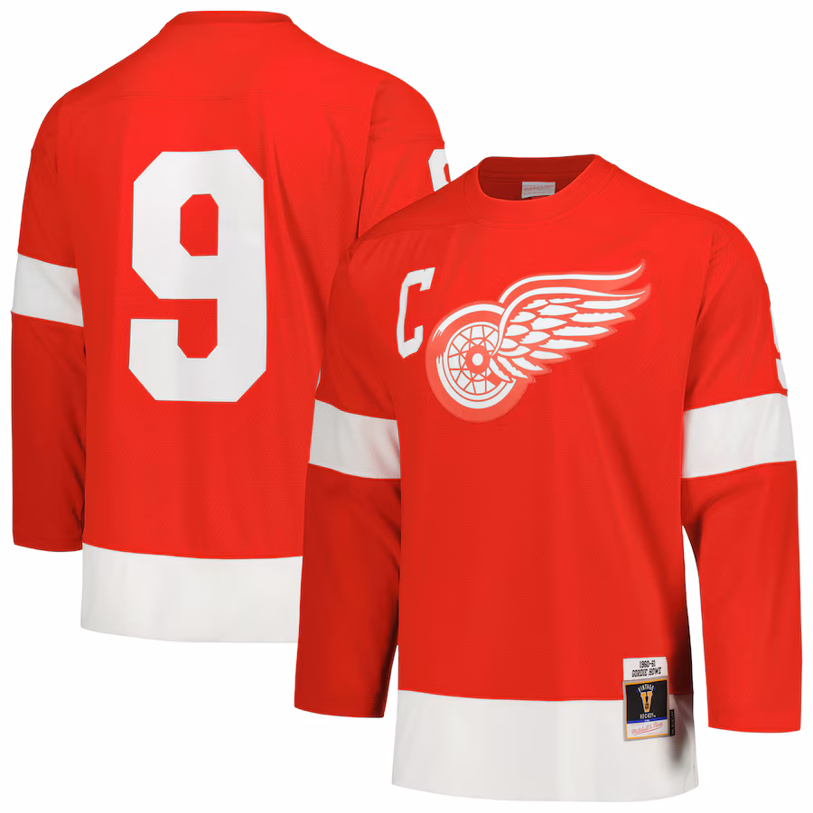 Men's Detroit Red Wings Gordie Howe Mitchell & Ness Red Captain Patch 1960/61 Blue Line Player Jersey