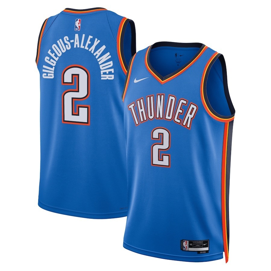 Unisex Oklahoma City Thunder Shai Gilgeous-Alexander Nike Blue Badge Swingman Replica Jersey - Icon Edition