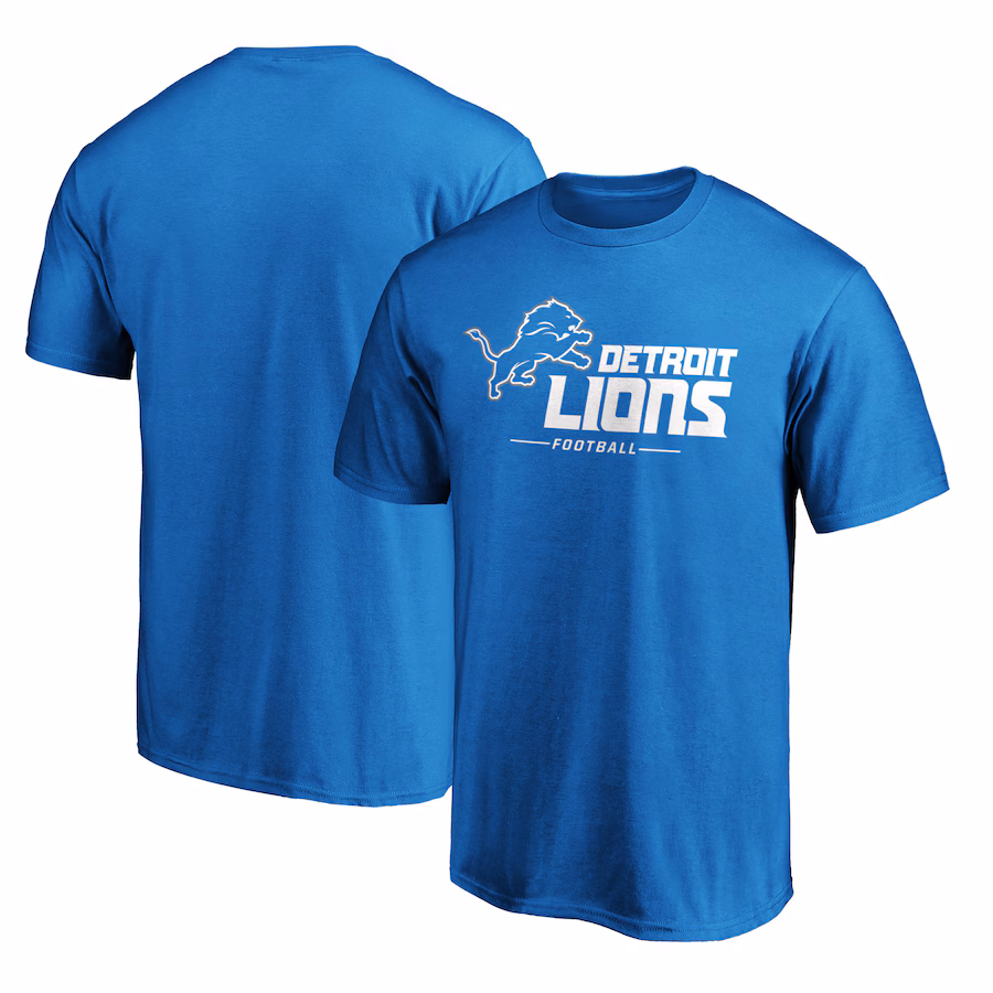 Men's Detroit Lions  Blue Team Lockup T-Shirt