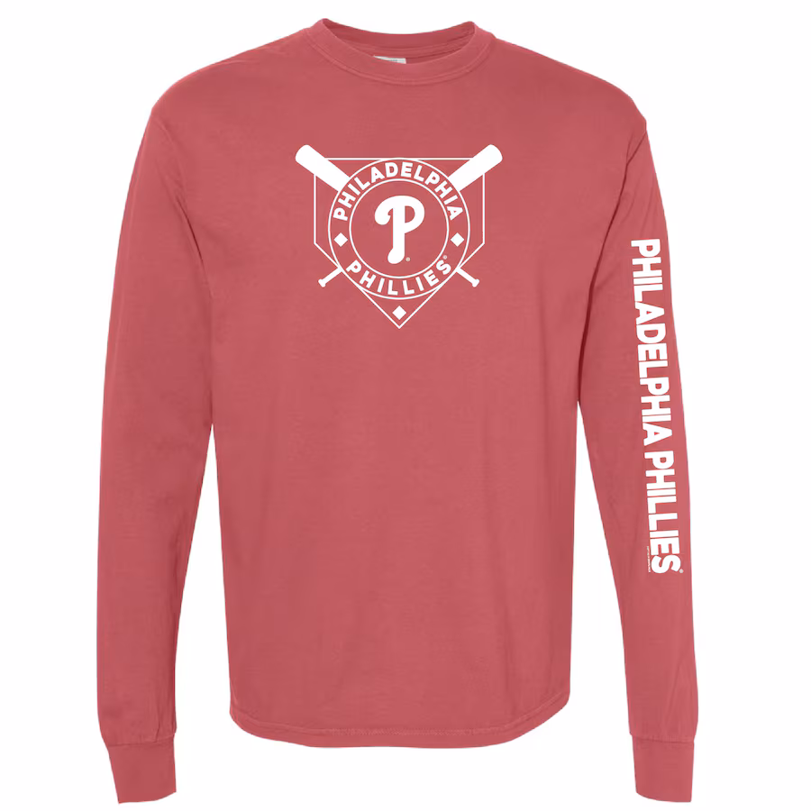 Women's Philadelphia Phillies Soft as a Grape Red Pigment Dye Long Sleeve T-Shirt