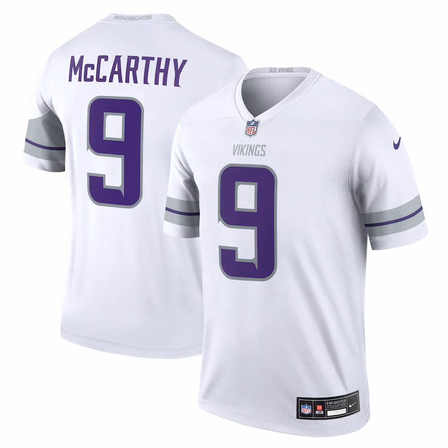 Men's Minnesota Vikings J.J. McCarthy Nike White Alternate Legend Player Performance Top