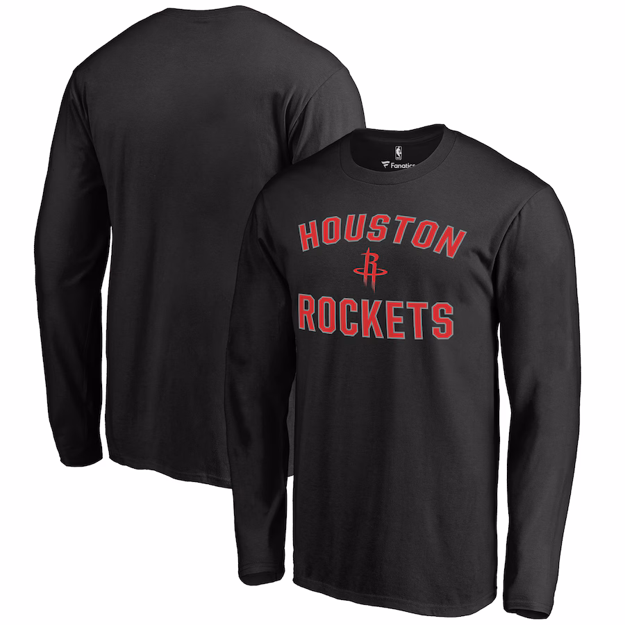 Men's Houston Rockets Black Victory Arch Long Sleeve T-Shirt