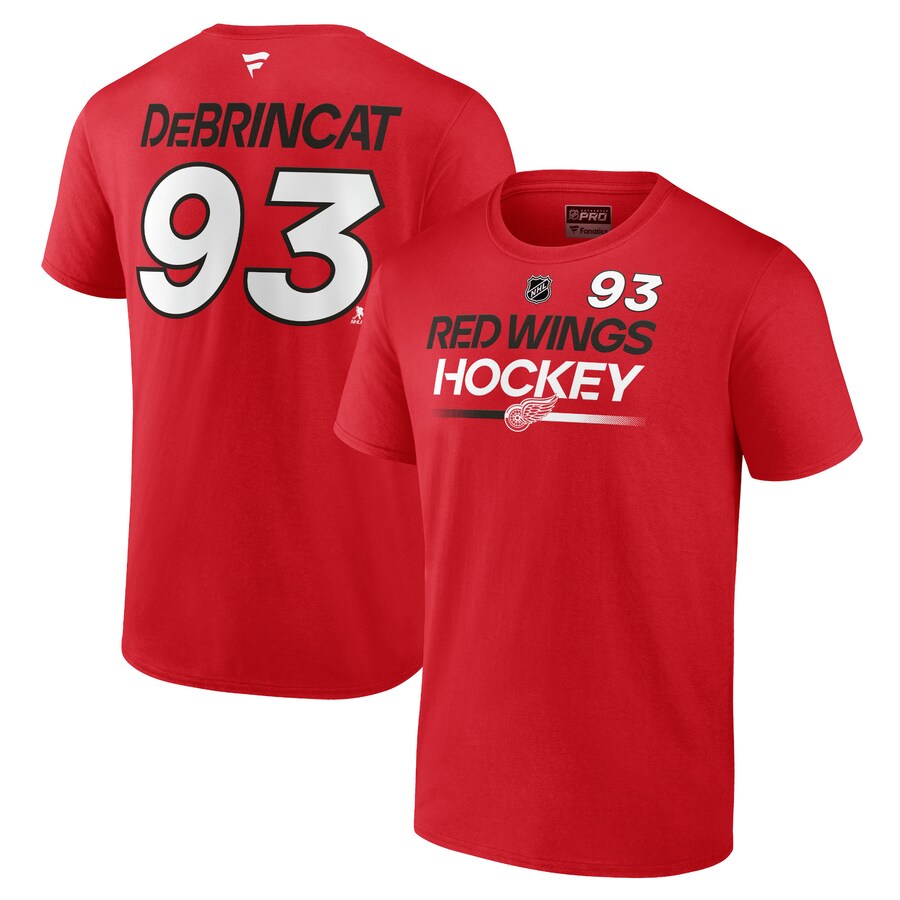 Men's Detroit Red Wings Alex DeBrincat Fanatics Red Authentic Pro Prime Name & Number T-Shirt
