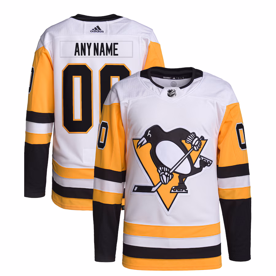 Men's Pittsburgh Penguins adidas White Away Primegreen Authentic Custom Jersey
