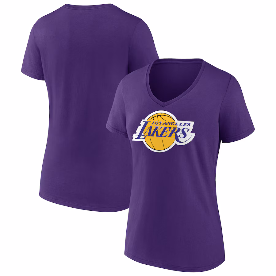 Women's Los Angeles Lakers Purple Primary Logo V-Neck T-Shirt